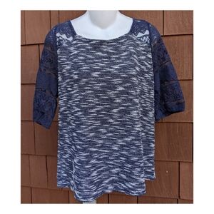 Anthropologie Postmark blue lace half sleeve blouse medium